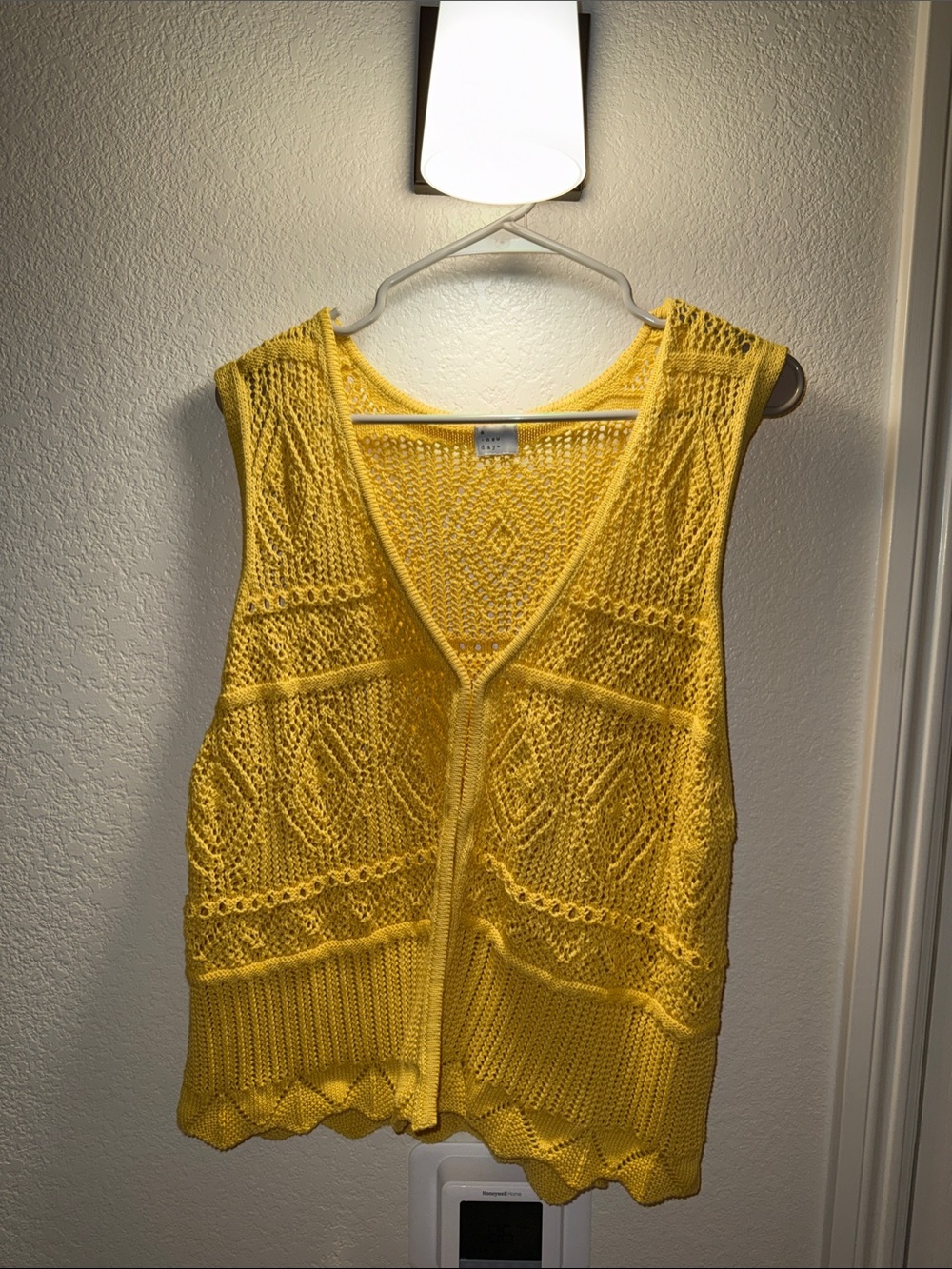 a new day Yellow Open-Knit Swim Coverup Vest